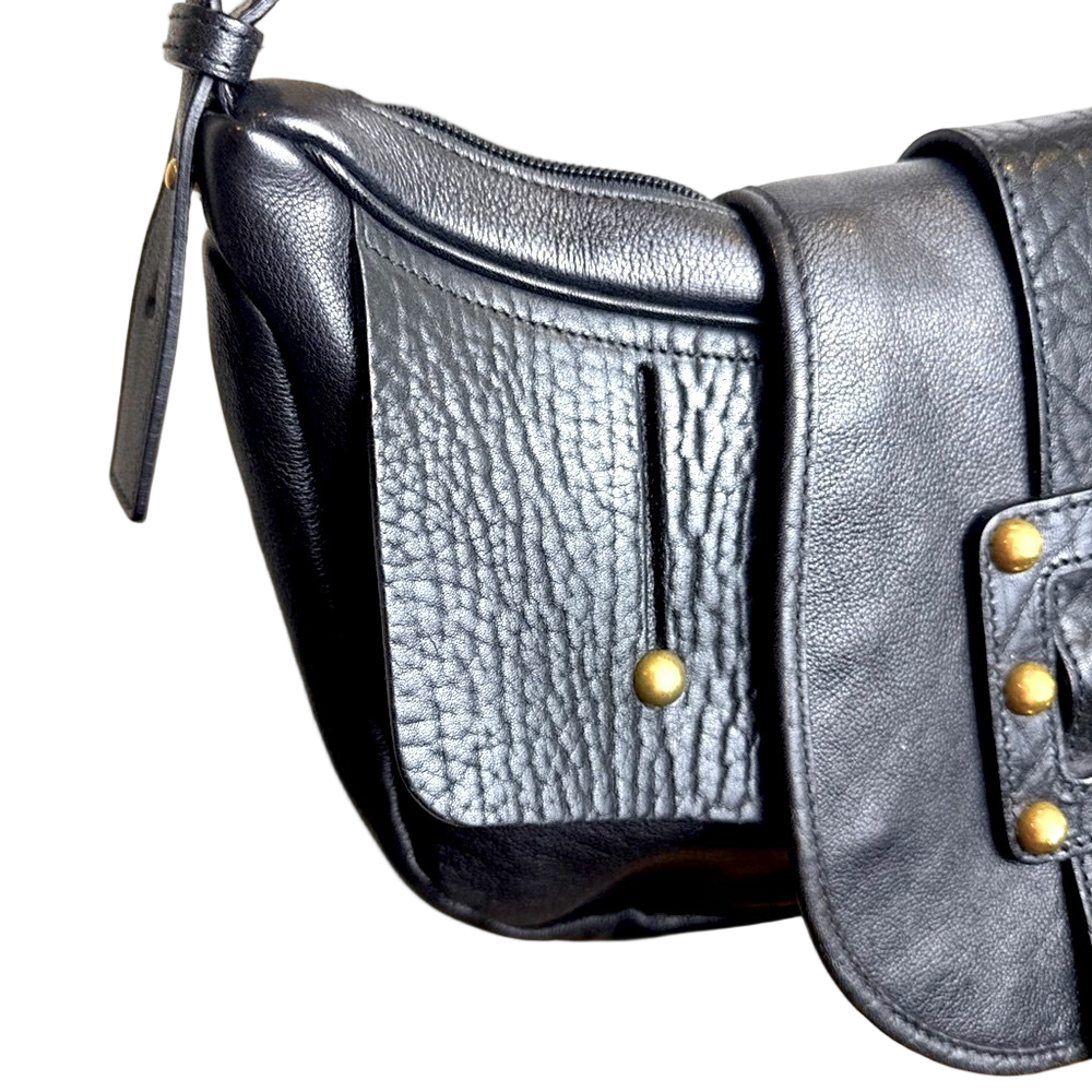 Yves Saint Laurent Rive Gauche Hobo Shoulder Bag Black Leather Large - Picture 7 of 13